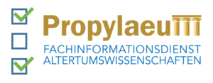 Grafik: Logo Propylaeum + Kästchen mit Haken
