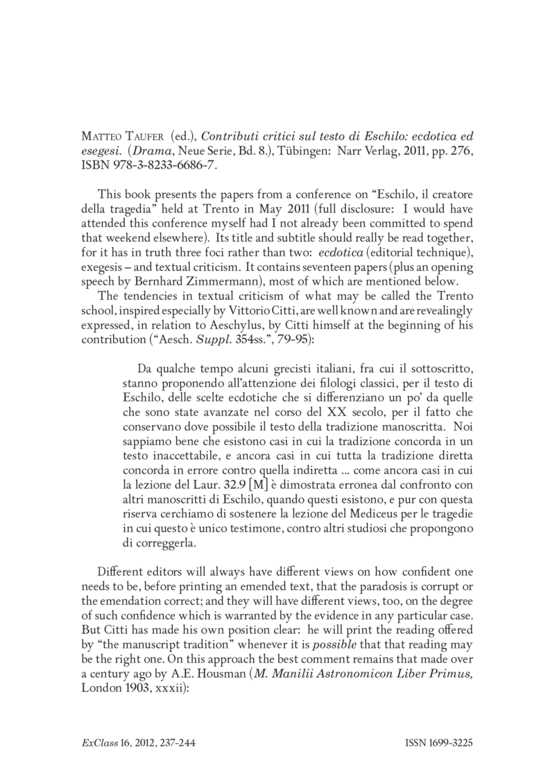 Open gallery for Contributi critici sul testo di Eschilo