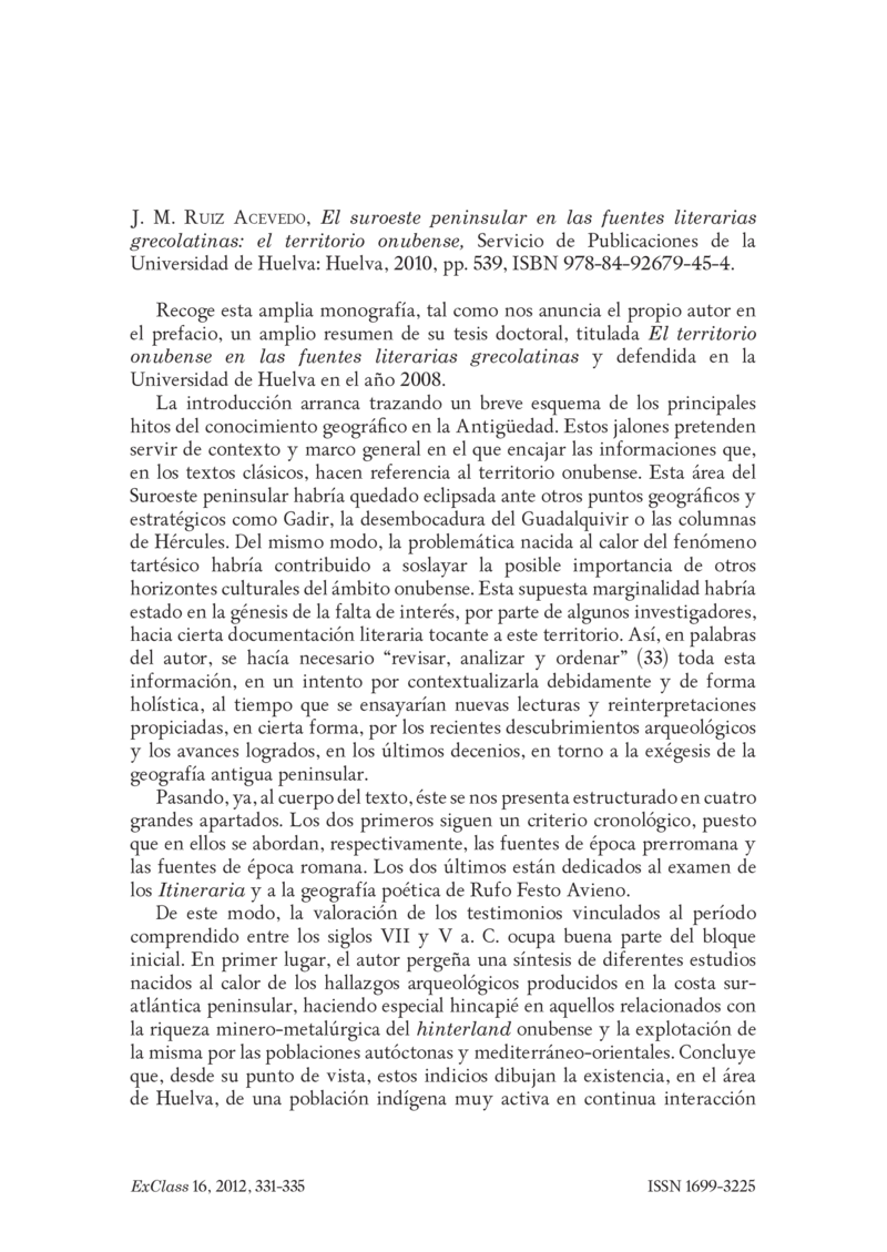 Open gallery for El suroeste peninsular en las fuentes literarias grecolatinas: el territorio onubense