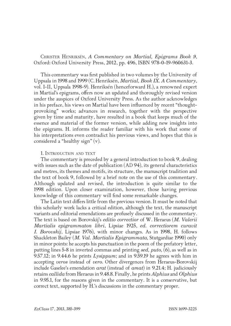 Open gallery for A Commentary on Martial, "Epigrams" Book 9