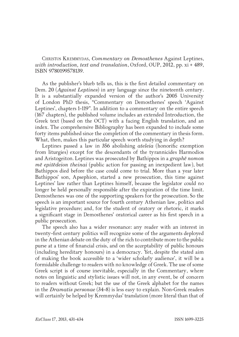 Open gallery for Commentary on Demosthenes "Against Leptines"