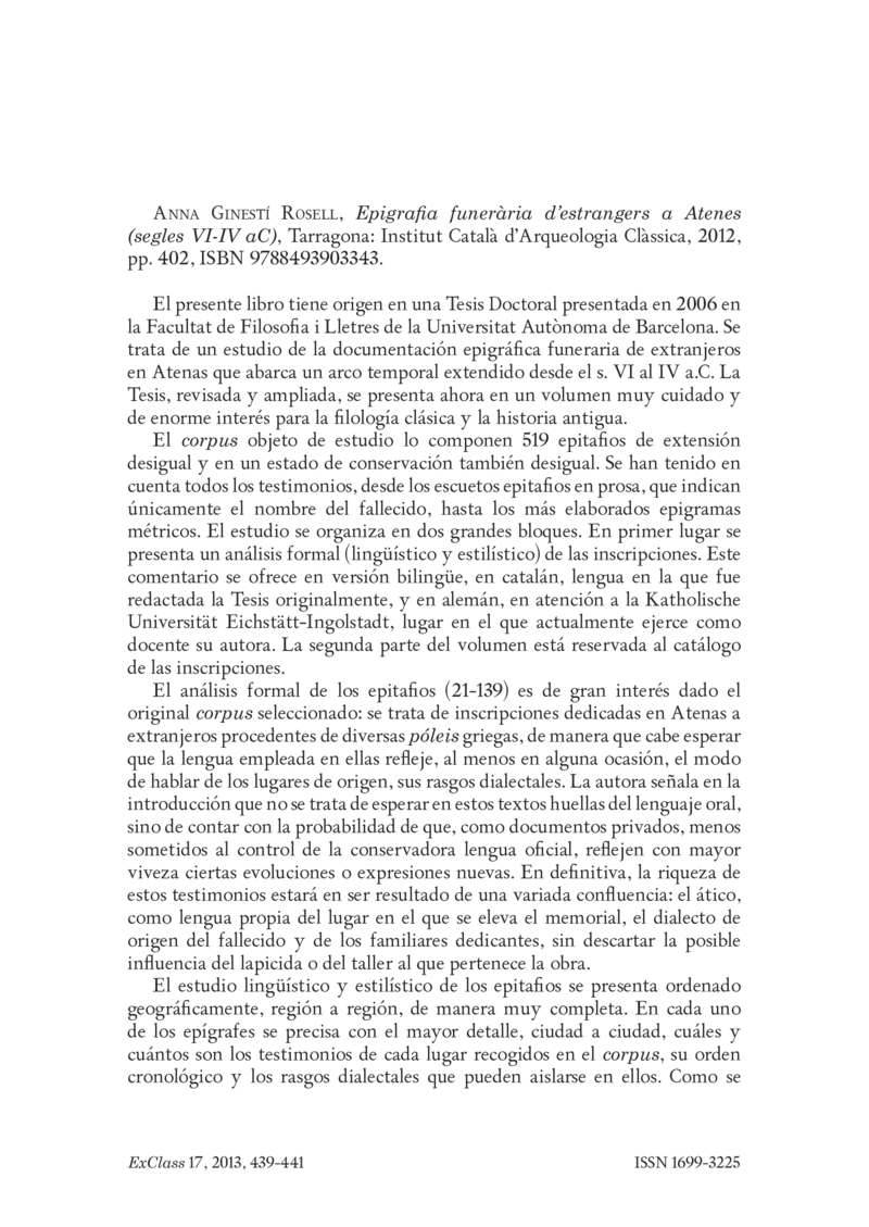 Open gallery for Epigrafia funerària d’estrangers a Atenes (segles VI-IV aC)