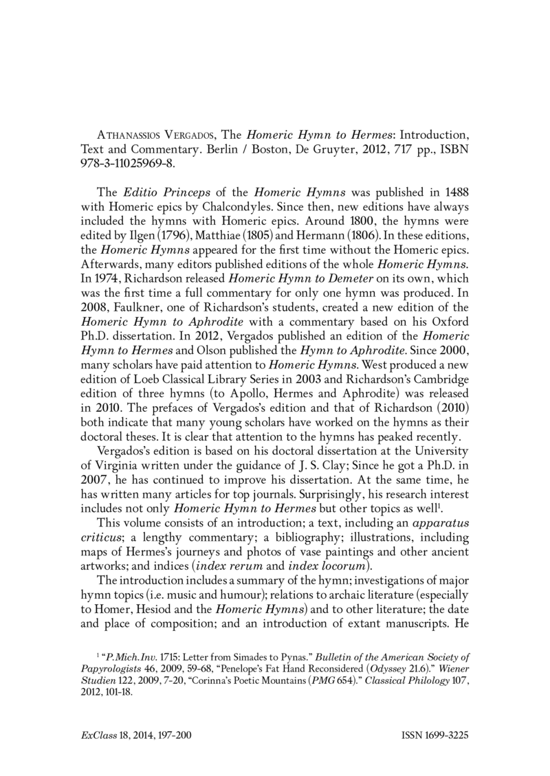 Open gallery for The "Homeric Hymn to Hermes"