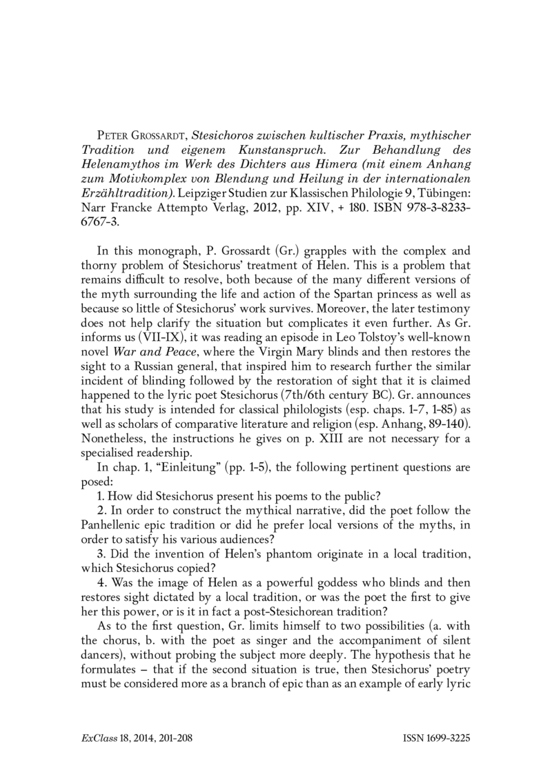 Open gallery for Stesichoros zwischen kultischer Praxis, mythischer Tradition und eigenem Kunstanspruch