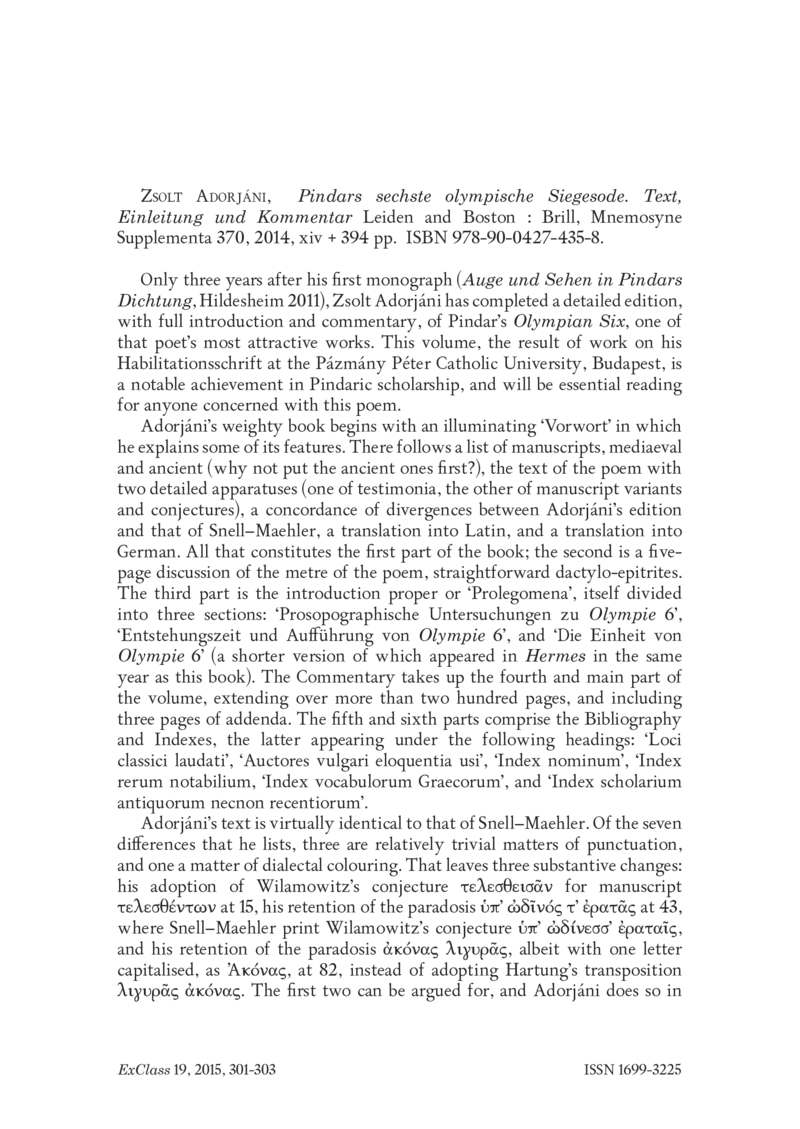 Open gallery for Pindars sechste olympische Siegesode