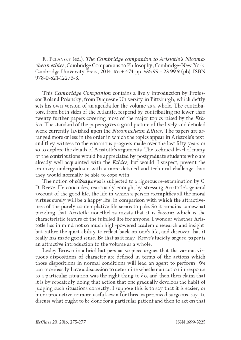 Open gallery for The Cambridge Companion to Aristotle’s Nicomachean Ethics