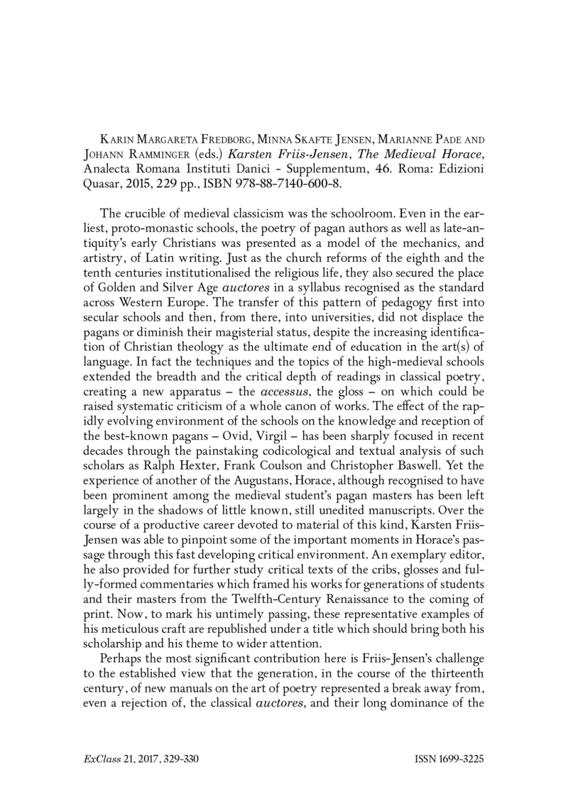 Open gallery for Karsten Friis-Jensen, The Medieval Horace