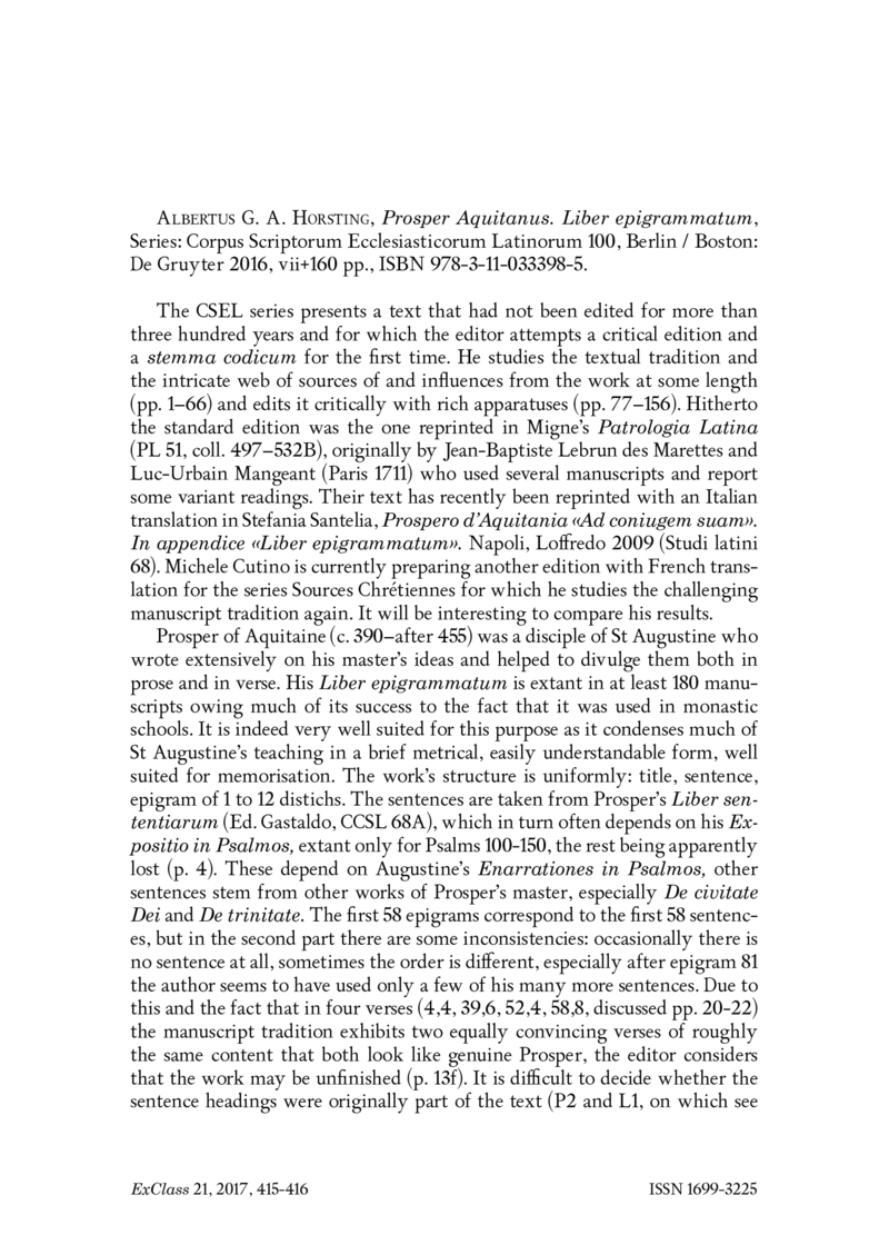 Open gallery for Prosper Aquitanus, Liber epigrammatum