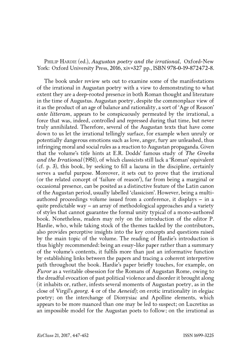 Open gallery for Augustan Poetry and the Irrational