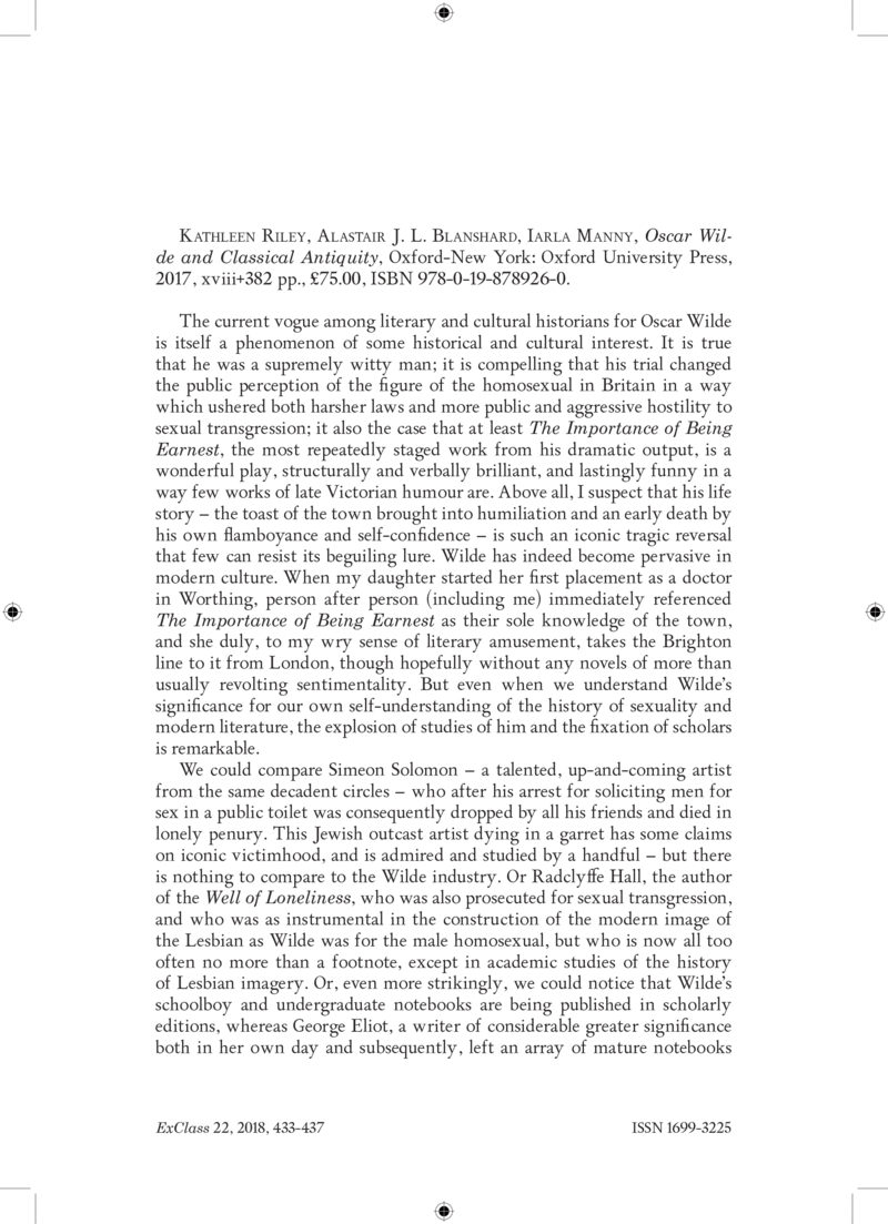 Open gallery for Oscar Wilde and Classical Antiquity