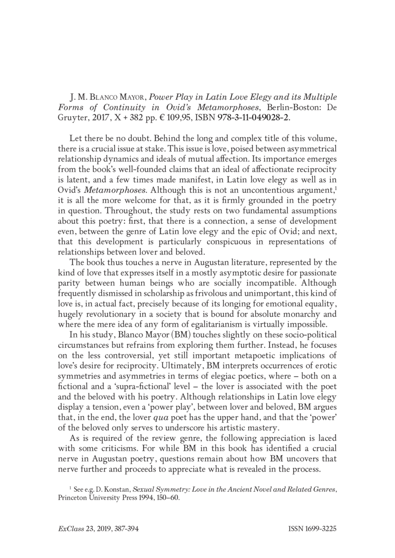 Open gallery for Power Play in Latin Love Elegy and its Multiple Forms of Continuity in Ovid’s "Metamorphoses"