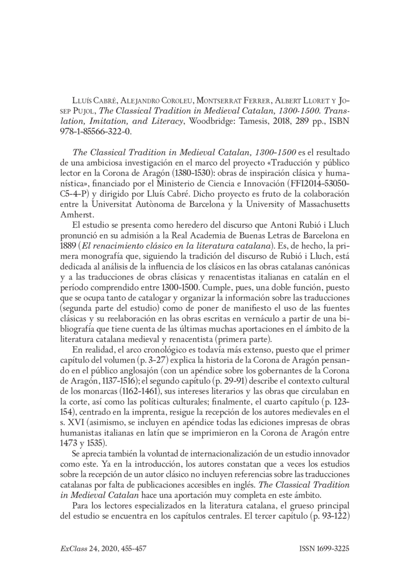 Open gallery for The Classical Tradition in Medieval Catalan, 1300-1500