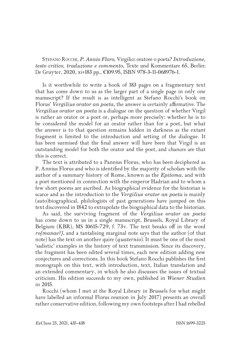 Open gallery for P. Annio Floro, Virgilio: oratore o poeta?
