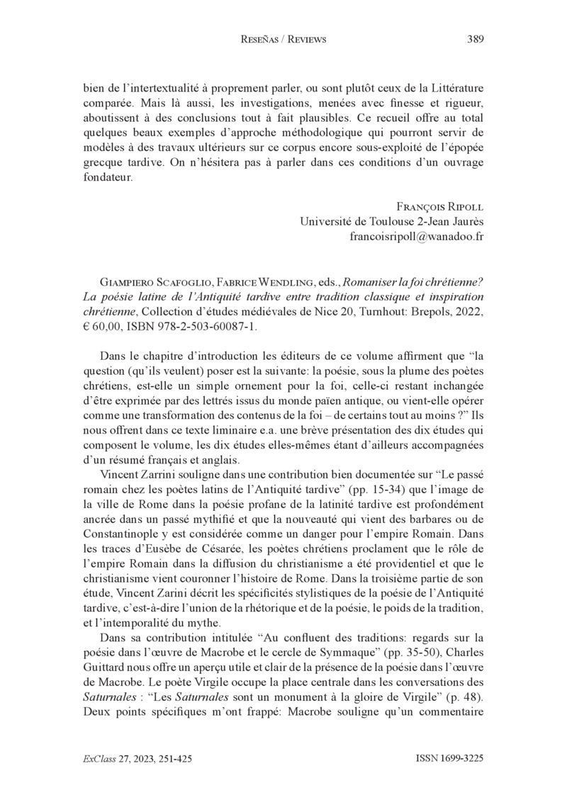 Open gallery for Romaniser la foi chrétienne? La poésie latine de l’Antiquité tardive entre tradition classique et inspiration chrétienne