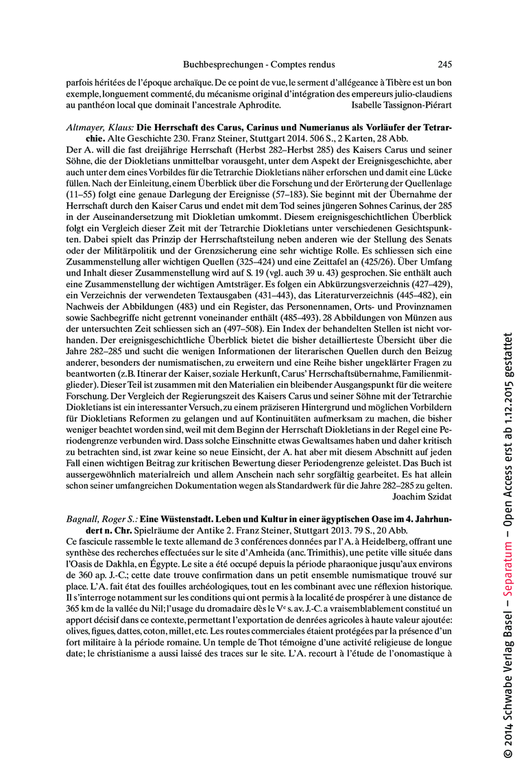 Open gallery for Die Herrschaft des Carus, Carinus und Numerianus als Vorläufer der Tetrarchie