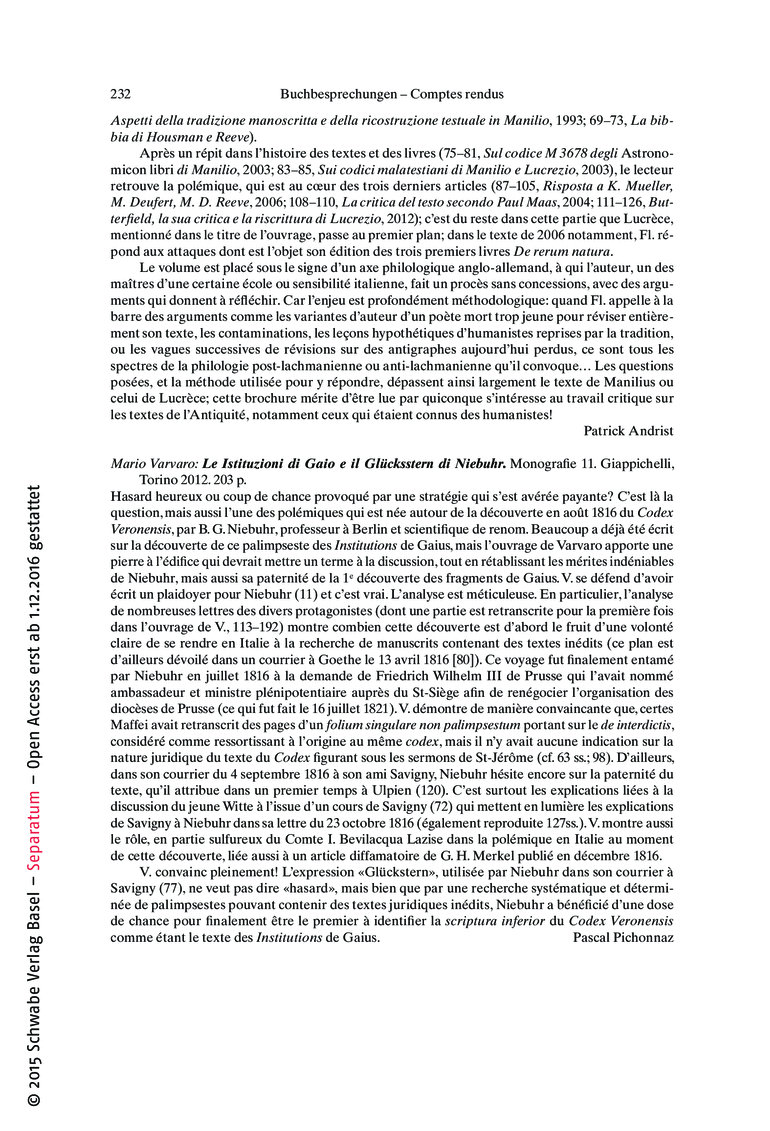 Open gallery for Le Istituzioni di Gaio e il Glücksstern di Niebuhr
