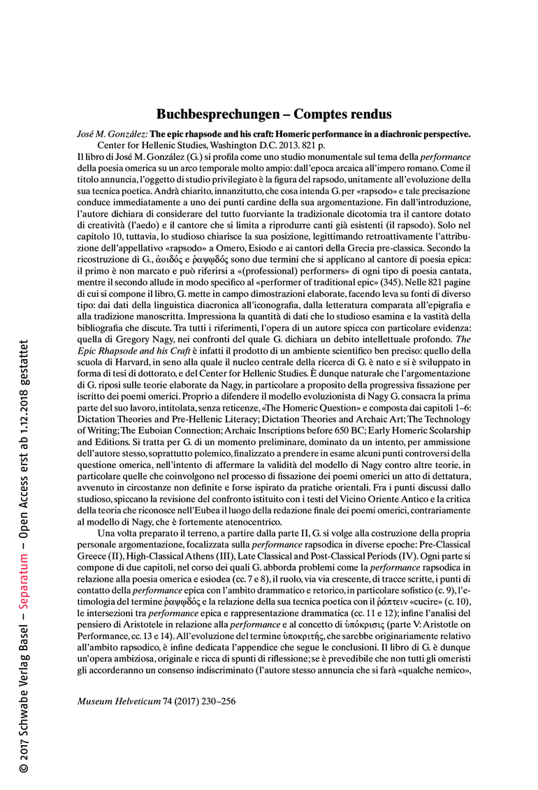 Open gallery for The Epic Rhapsode and his Craft