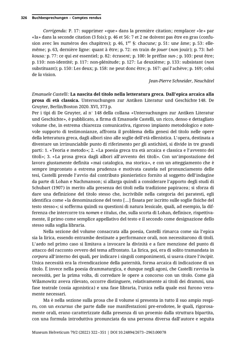 Open gallery for La nascita del titolo nella letteratura greca