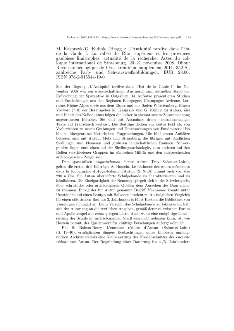 Open gallery for L'Antiquité tardive dans l'Est de la Gaule