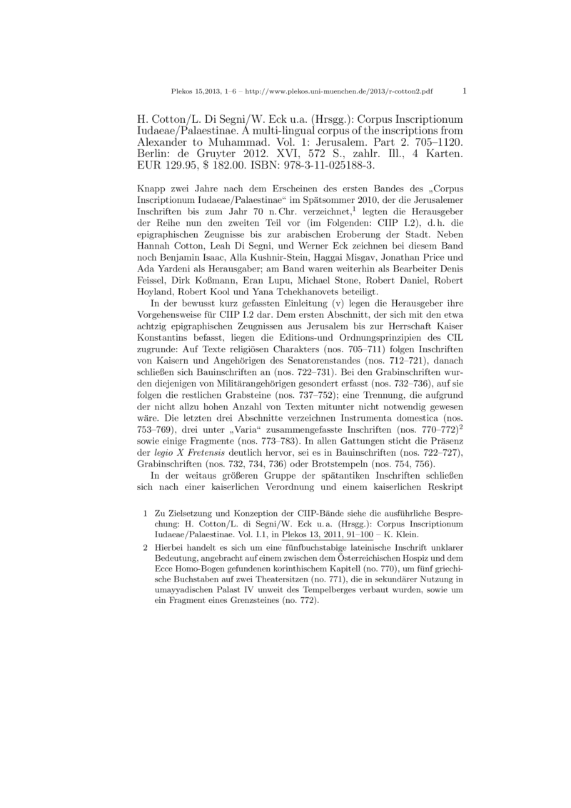 Open gallery for Corpus Inscriptionum Iudaeae/Palaestinae