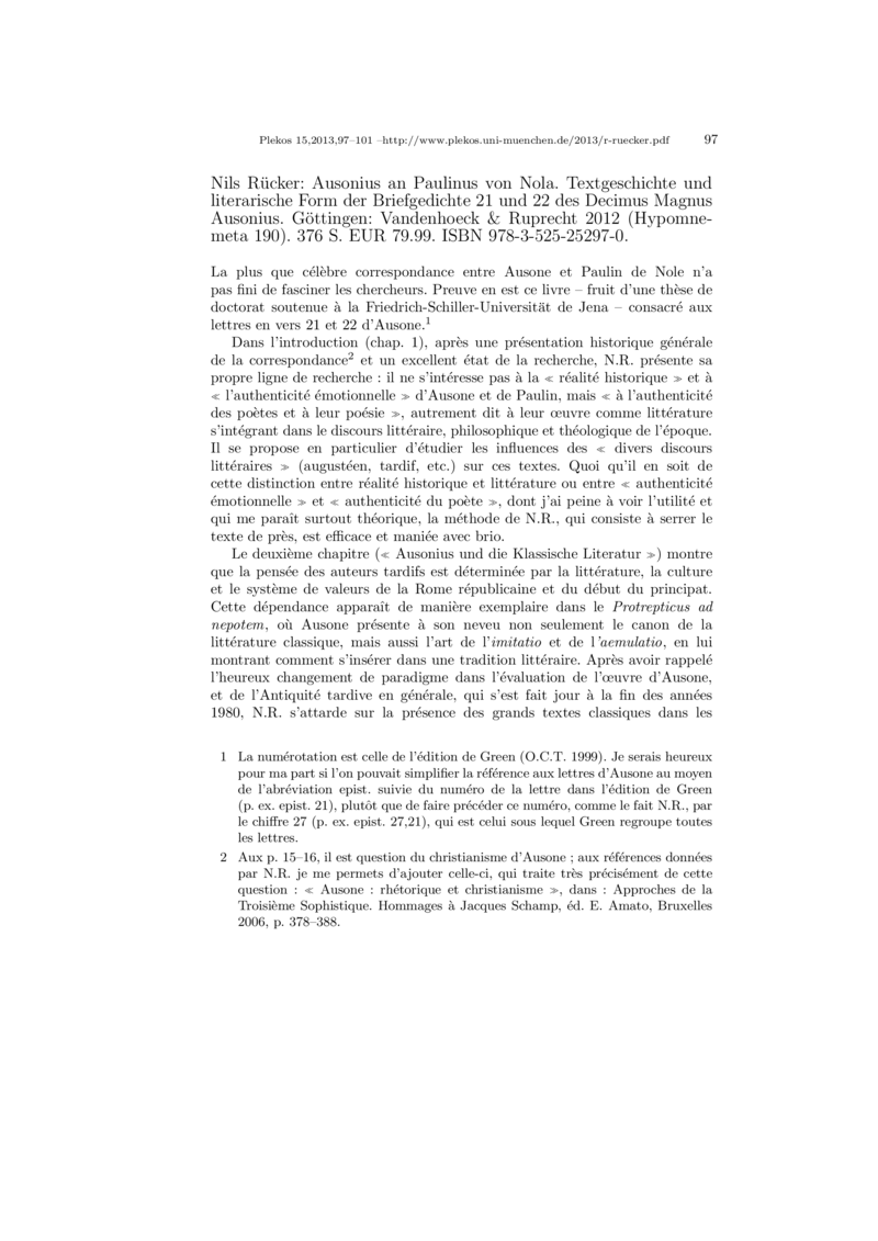 Open gallery for Ausonius an Paulinus von Nola