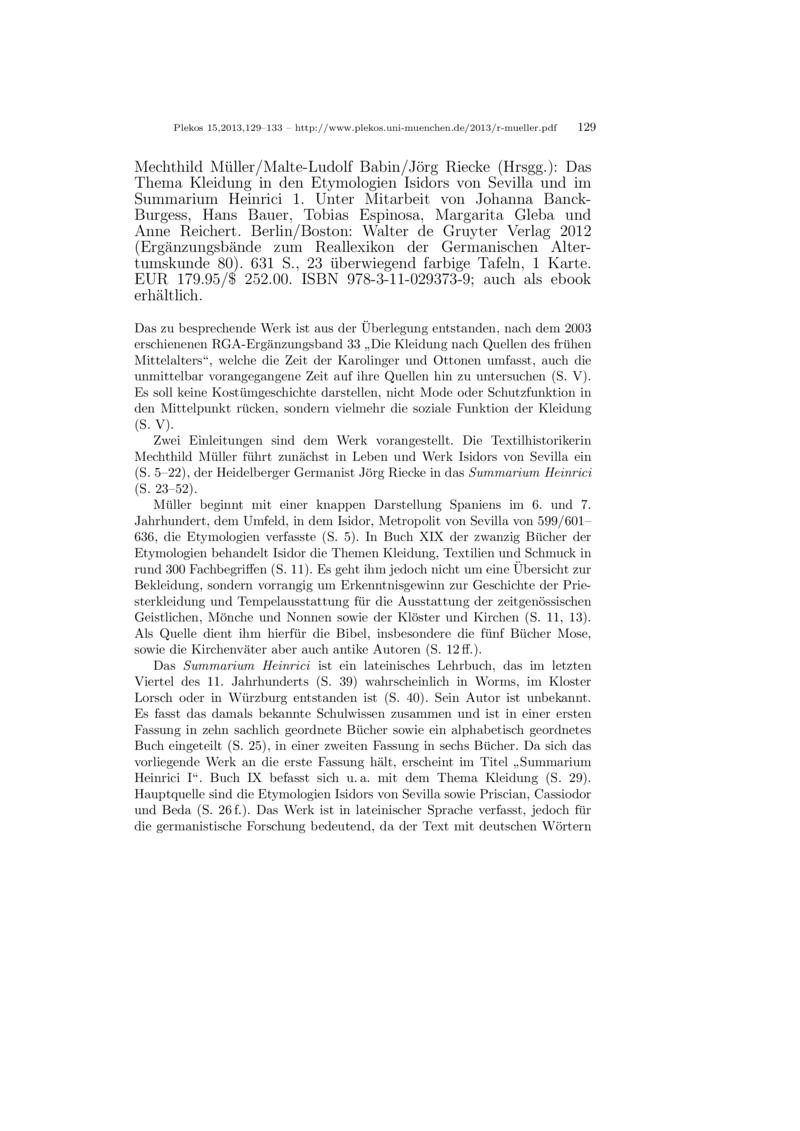 Open gallery for Das Thema Kleidung in den Etymologien Isidors von Sevilla und im Summarium Heinrici 1