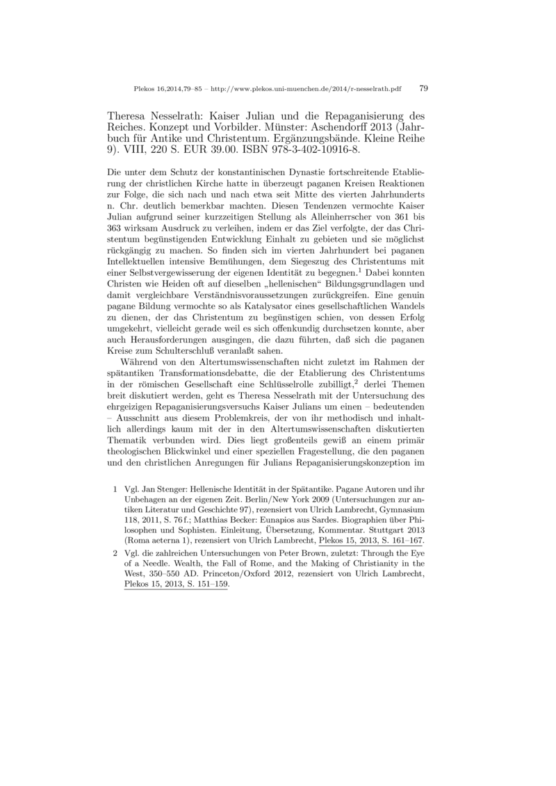 Open gallery for Kaiser Julian und die Repaganisierung des Reiches