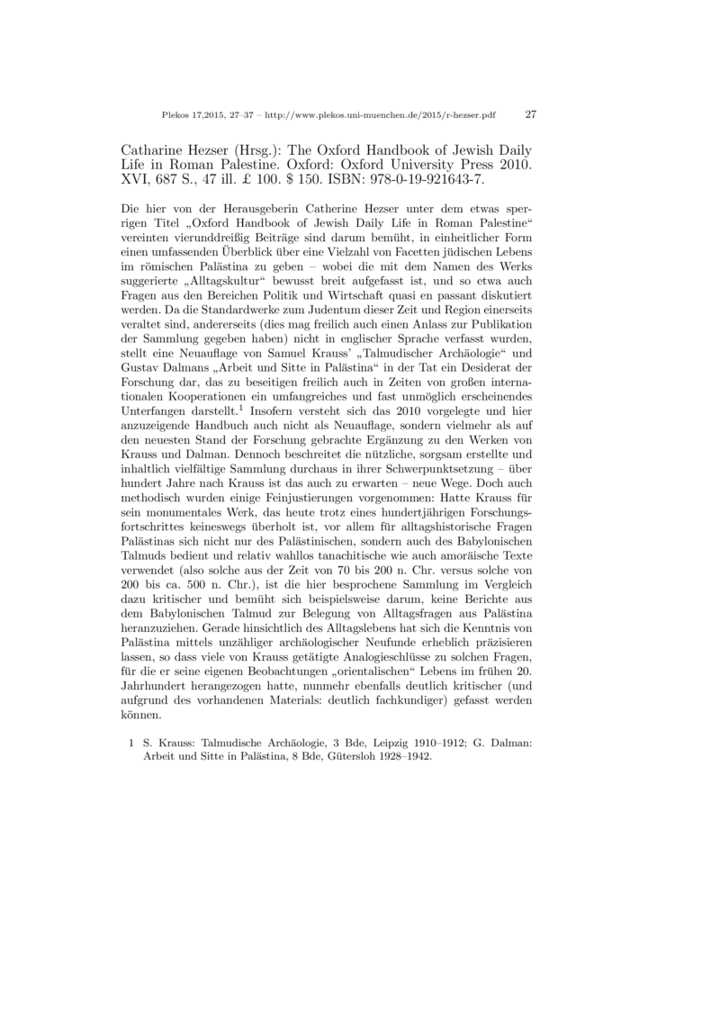 Open gallery for The Oxford Handbook of Jewish Daily Life in Roman Palestine