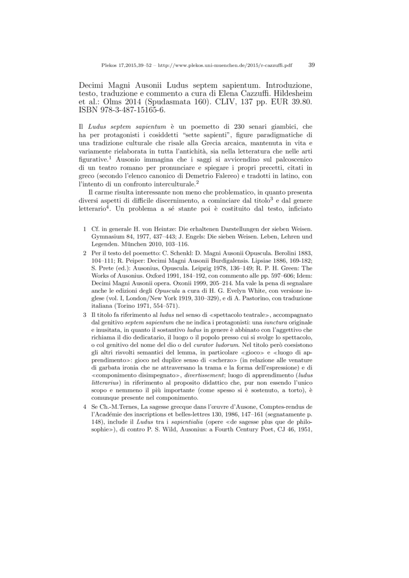 Open gallery for Ausonius, Ludus septem sapientum