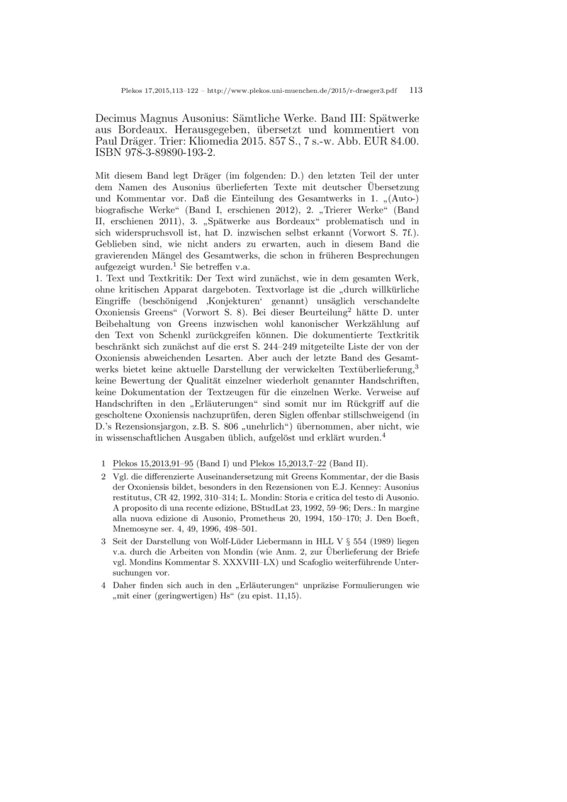 Open gallery for Decimus Magnus Ausonius: Sämtliche Werke