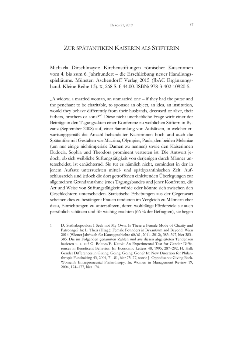 Open gallery for Kirchenstiftungen römischer Kaiserinnen vom 4. bis zum 6. Jahrhundert – die Erschließung neuer Handlungsspielräume