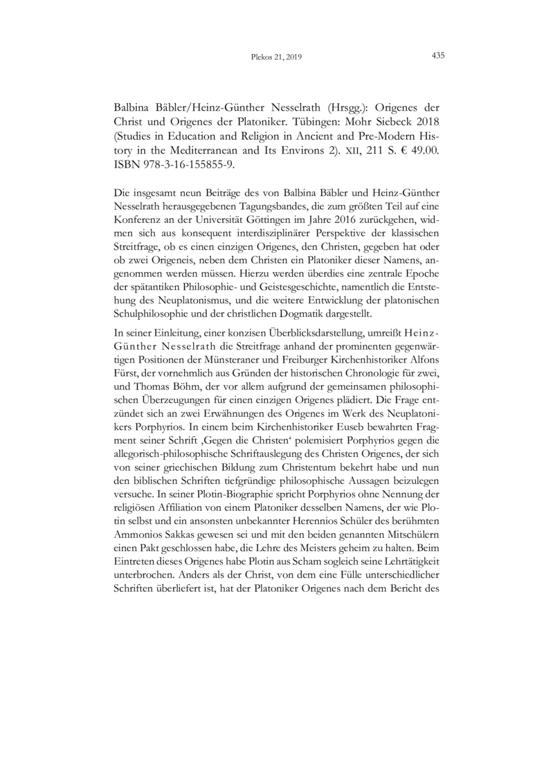 Open gallery for Origenes der Christ und Origenes der Platoniker