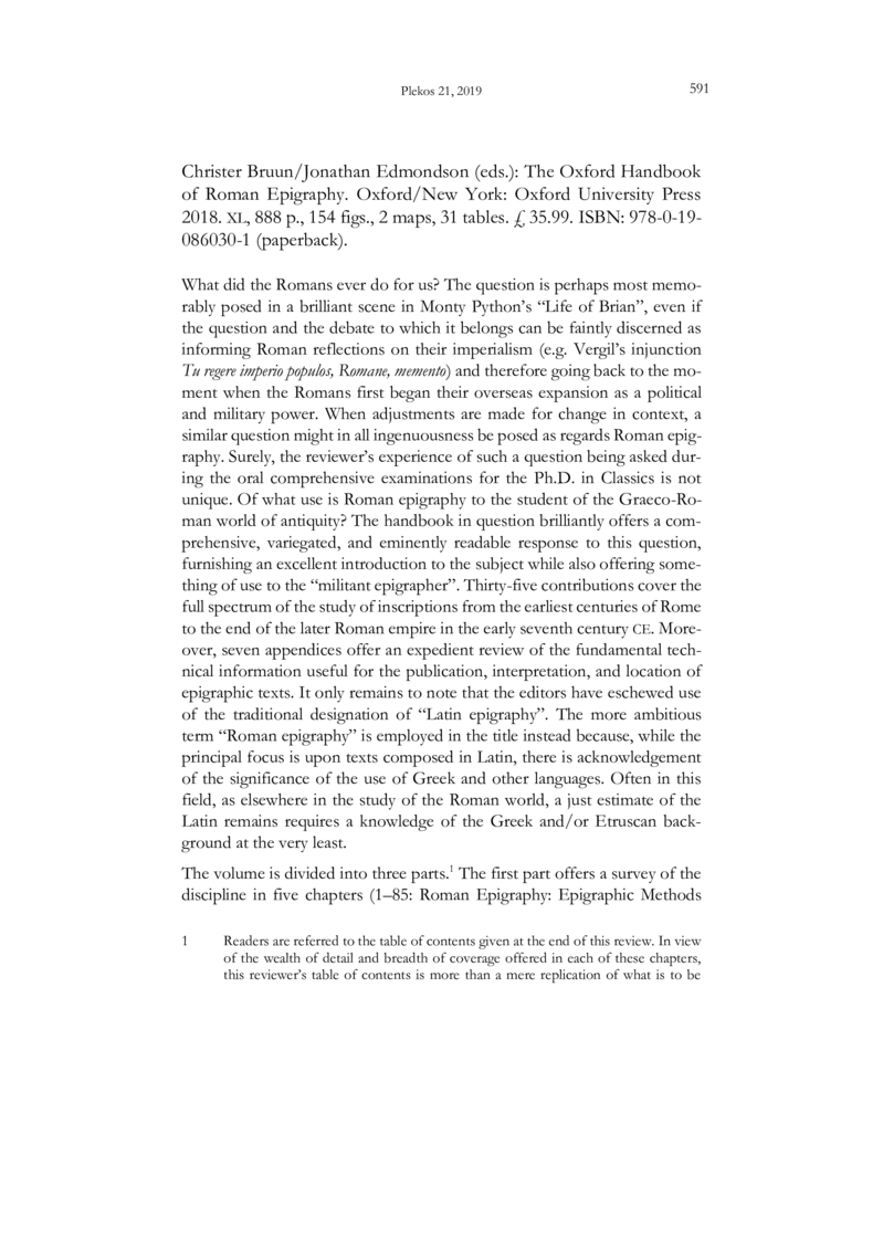 Open gallery for The Oxford Handbook of Roman Epigraphy
