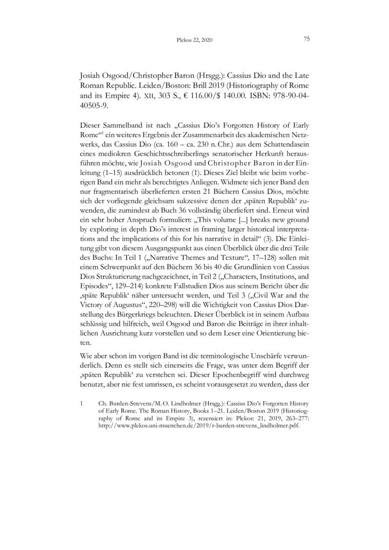 Open gallery for Cassius Dio and the Late Roman Republic