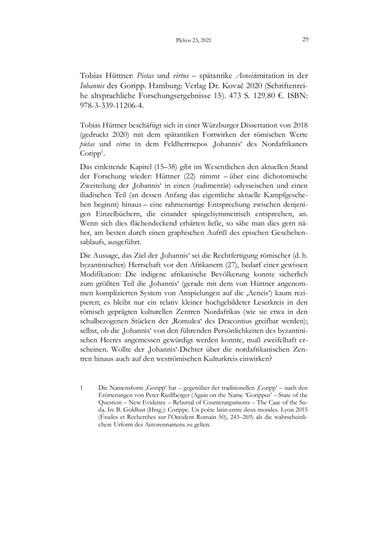 Open gallery for Pietas und virtus – spätantike Aeneisimitation in der "Iohannis" des Goripp