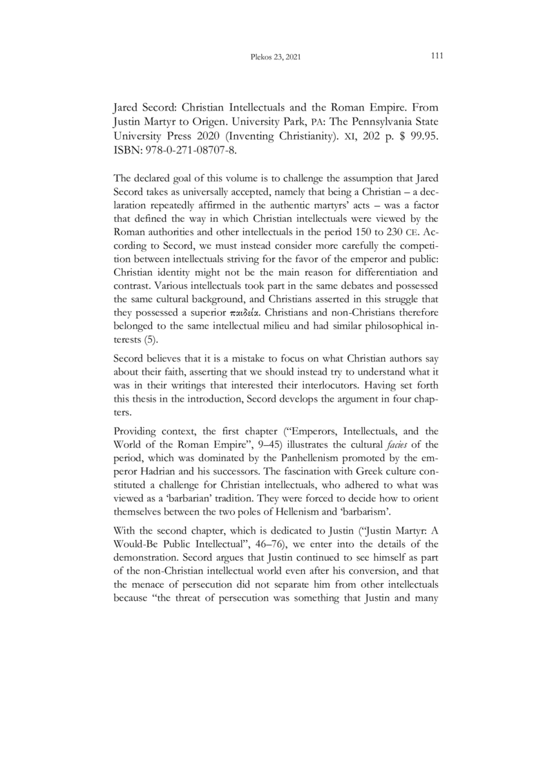 Open gallery for Christian Intellectuals and the Roman Empire