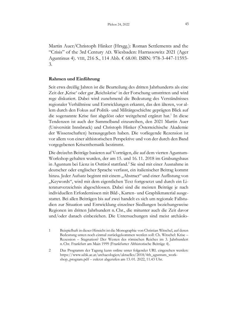 Open gallery for Roman Settlements and the "Crisis" of the 3rd Century AD