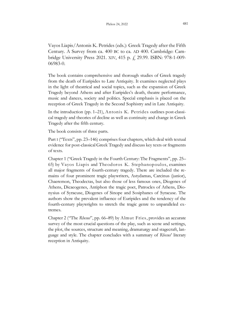 Open gallery for Greek Tragedy after the Fifth Century