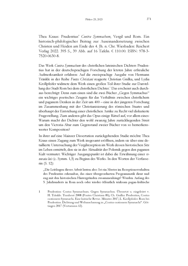 Open gallery for Prudentius’ "Contra Symmachum", Vergil und Rom