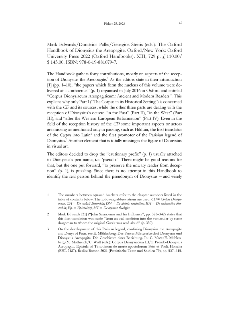 Open gallery for The Oxford Handbook of Dionysius the Areopagite