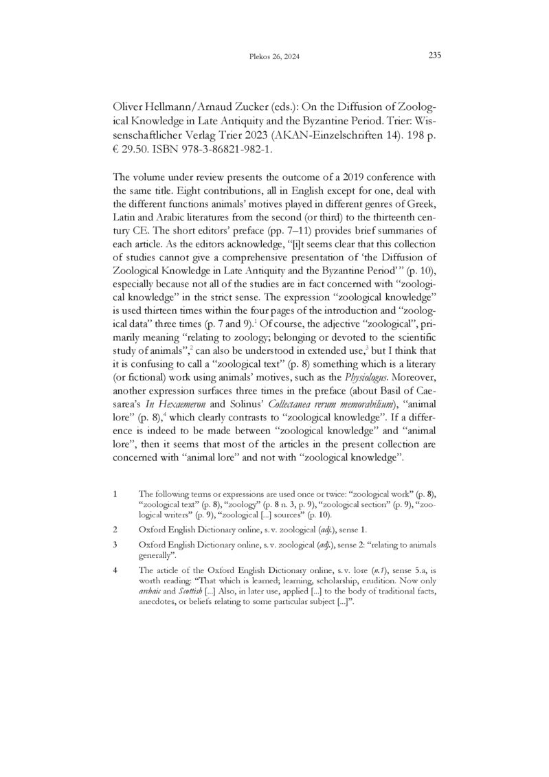 Open gallery for On the Diffusion of Zoological Knowledge in Late Antiquity and the Byzantine Period