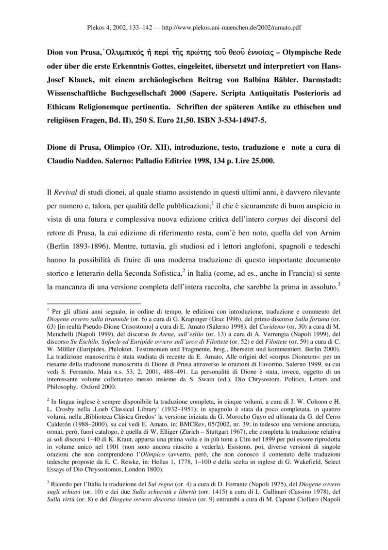 Open gallery for Dione di Prusa, Olimpico (Or. XII)