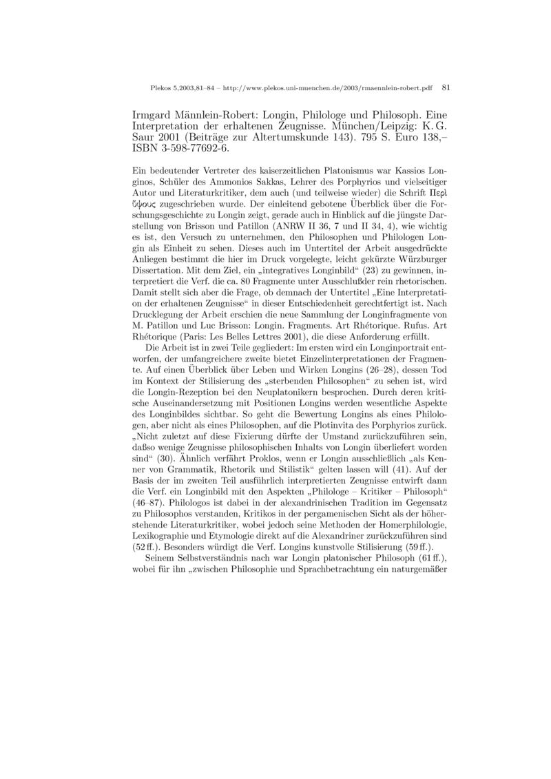 Open gallery for Longin, Philologe und Philosoph