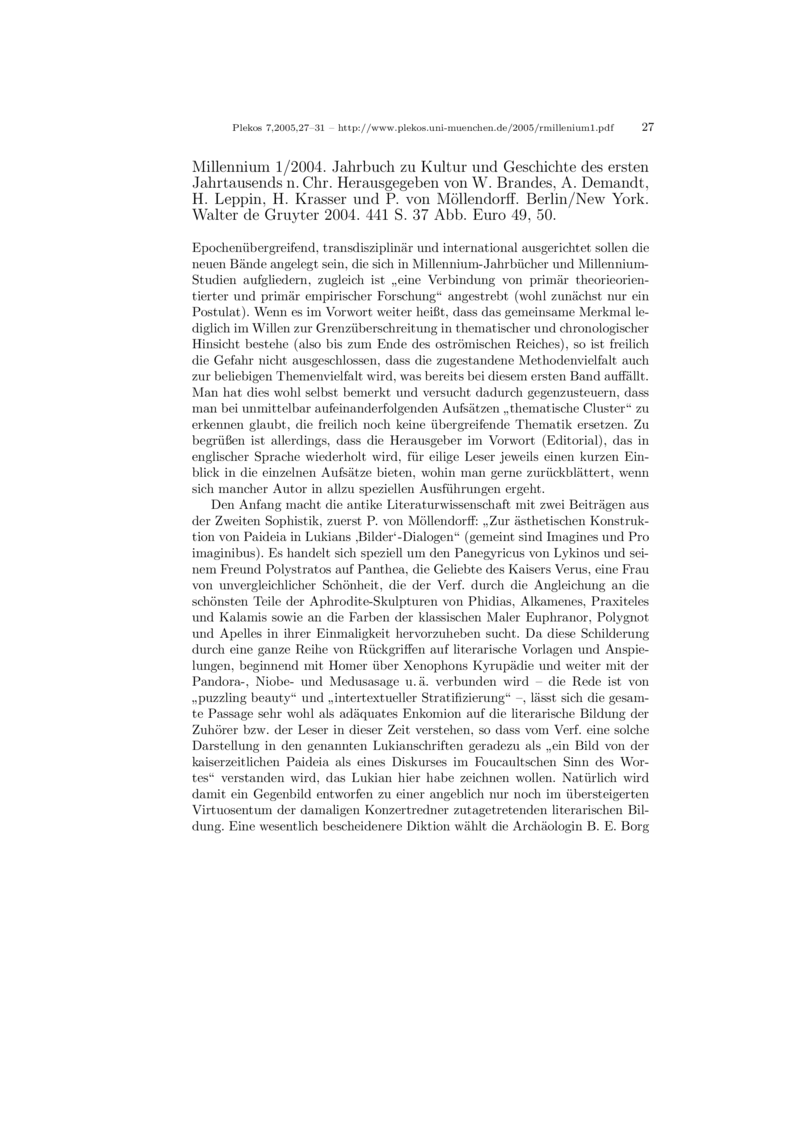 Open gallery for Millennium. Jahrbuch zu Kultur und Geschichte des ersten Jahrtausends n. Chr.