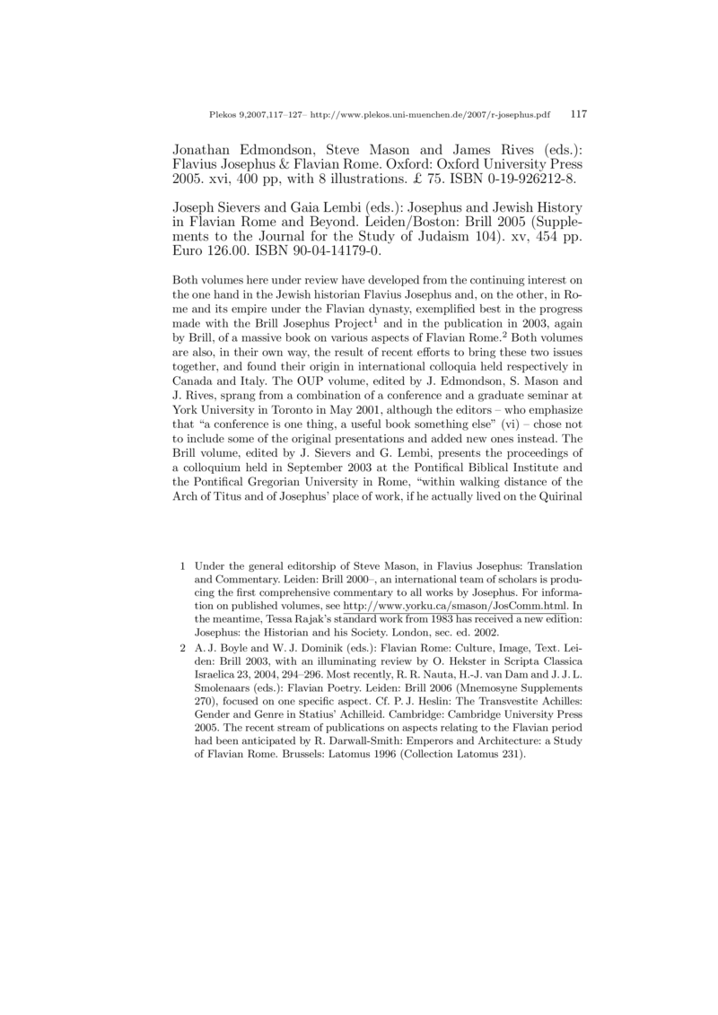 Open gallery for Josephus and Jewish History in Flavian Rome and Beyond